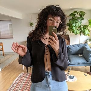 Vintage Silk Front Tie Blouse